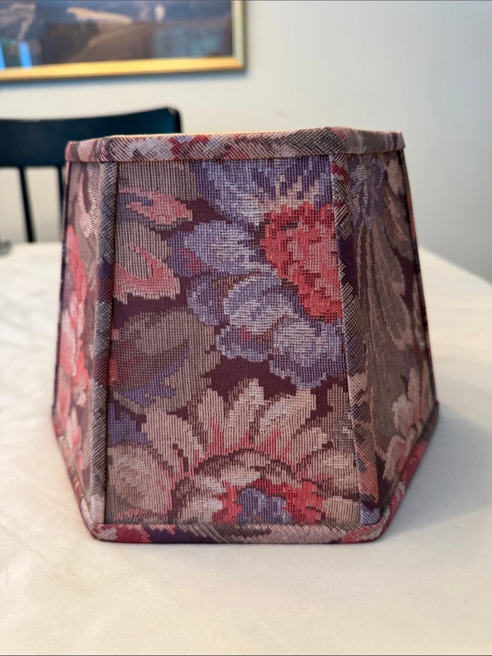 Vintage Floral Tapestry Hexagon Lamp Shade in Plum and Rose